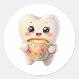 Adesivo Personagem Kawaii Amante de Café Odontológico Fofo