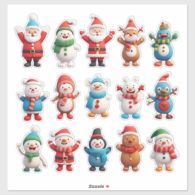 Adesivo Personagens Alegre de Natal (Folha)