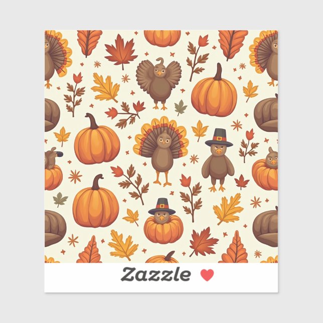 Adesivo personagens de ação de graças (Folha)