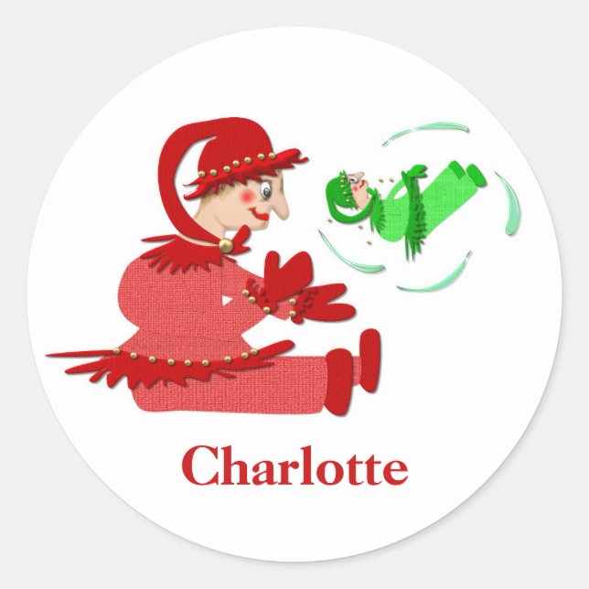 Adesivo Personagens engraçados da peça de madeira (Frente)