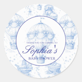 Adesivo Personalised Blue Toile de Jouy Baby Shower Stick