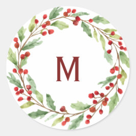 Adesivo Personalised Christmas Monogram Red-Berry Wreath