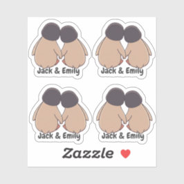 Adesivo Personalised Cute Penguin Valentine Stickers