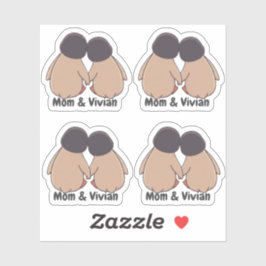 Adesivo Personalised Mom & Daughter Cute Penguin Stickers