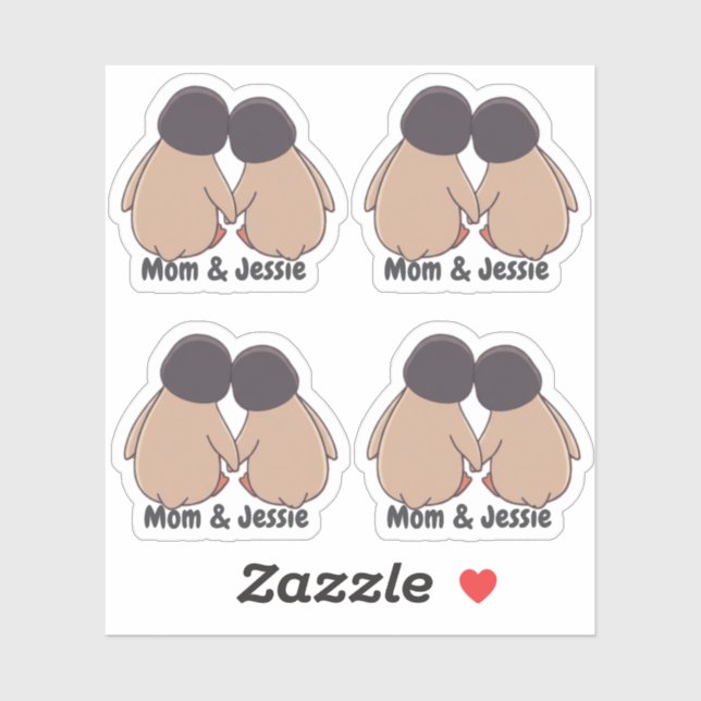 Adesivo Personalised Mom & Daughter Cute Penguin Stickers (Folha)