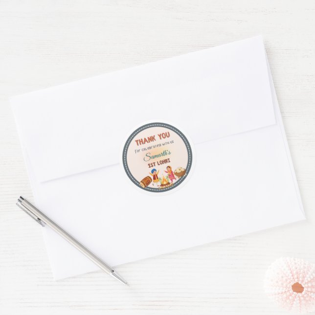 Adesivo Personalised round Lohri-themed Sticker (Envelope)