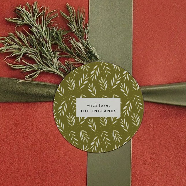 Adesivo Personalização Botânica de Gráficos Verdes (Green Sprigs Botanical Custom Classic Round Sticker)