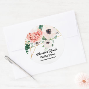 Adesivo Personalização de Casamento Floral de Coral Pink W