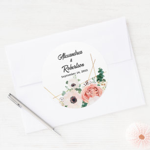 Adesivo Personalização de Casamento Floral de Coral Pink W