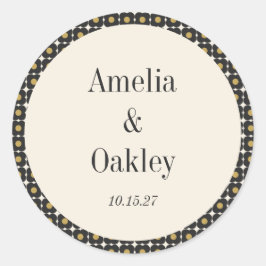 Adesivo Personalização de Casamento Floral Dourado Preto d