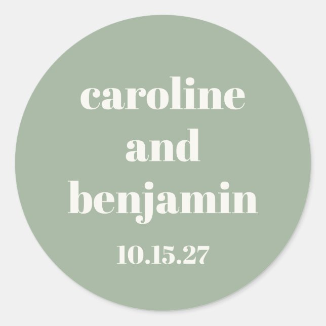 Adesivo Personalização de Casamento Moderno Chic Verde Bol (Frente)