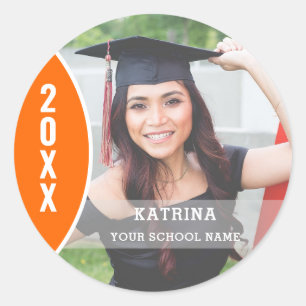 Adesivo Personalização de Foto para Graduação em Laranja e