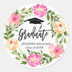 Adesivo Personalização de Graduação com Letras Florais de 