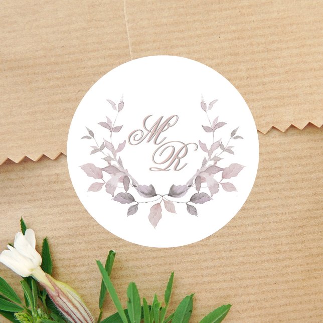 Adesivo Personalização do Monograma de Casamento Cor-de-Ro (Blush pink monogram motif wedding stickers. )