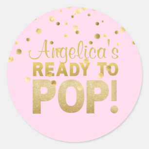 Adesivo Personalizada Pronta para Pop Chá de fraldas, Ros