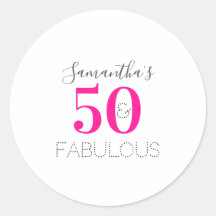 Personalizado 50 e fabuloso Aniversário Rosa Quent