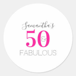 Adesivo Personalizado 50 e fabuloso Aniversário Rosa Quent