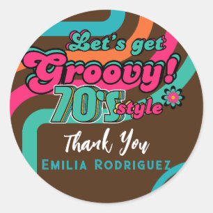Adesivo Personalizado 70's Retro Disco Aniversário Boogie 