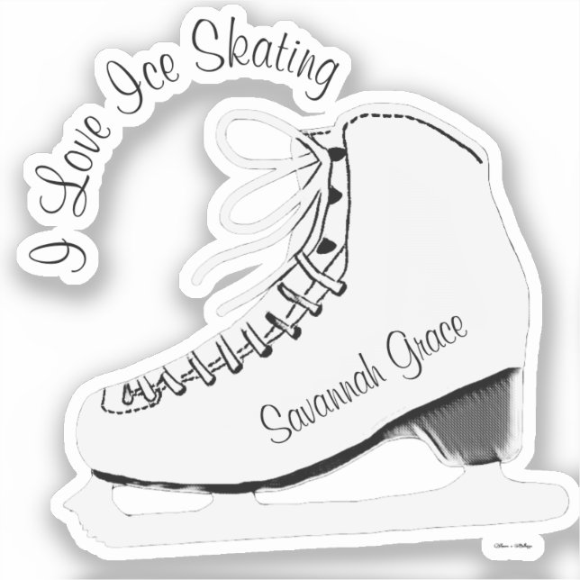 Adesivo Personalizado Adoro Vinheta De Nome De Ice Skating (Frente)