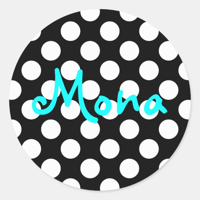 Adesivo Personalizado Aqua Preto e Branco com Bolinhas (Frente)