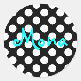 Adesivo Personalizado Aqua Preto e Branco com Bolinhas