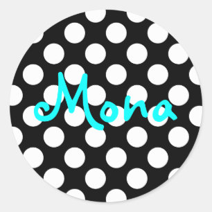 Adesivo Personalizado Aqua Preto e Branco com Bolinhas