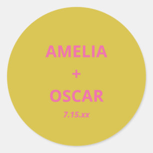 Adesivo Personalizado Casamento Rosa Chartreuse Amarelo Mo