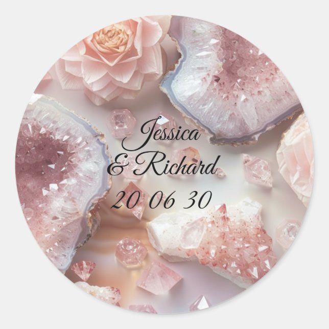 Adesivo Personalizado Casamento Rose Quartz Romanc (Frente)