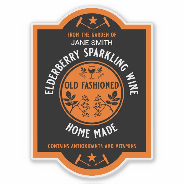 Adesivo Personalizado Caseiro Sabugueiro Espumante  (Frente)