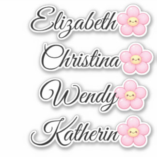 Adesivo Personalizado com Nome de Criança e Flor R