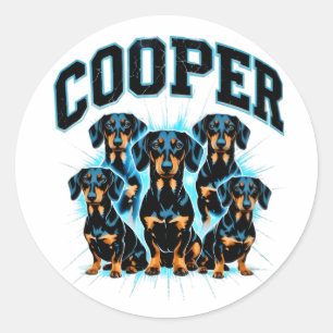Adesivo Personalizado Cooper Dachshund Vintage 90s