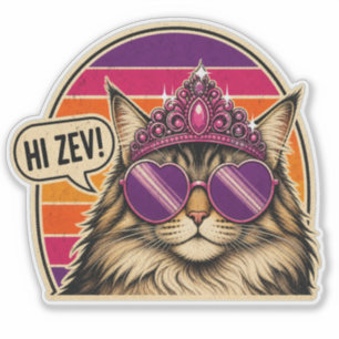 Adesivo Personalizado da Rainha do Gato Retro com 