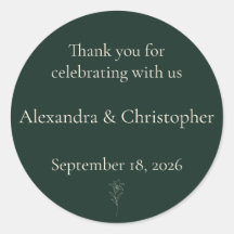 Adesivo Personalizado de Agradecimento de Casament