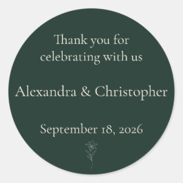 Adesivo Personalizado de Agradecimento de Casament