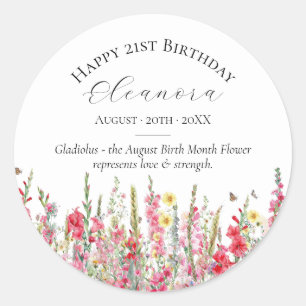 Adesivo Personalizado de Aniversário de 21 Anos Fl