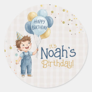 Adesivo Personalizado de Aniversário de Menino