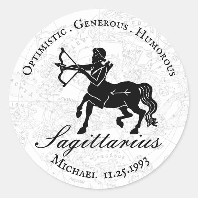 Adesivo Personalizado de Astrologia Zodiac Zociaca Sagitár (Frente)