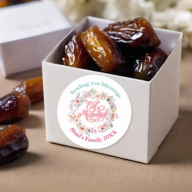 Adesivo Personalizado de Eid Mubarak Floral Mínimo (Criador carregado)