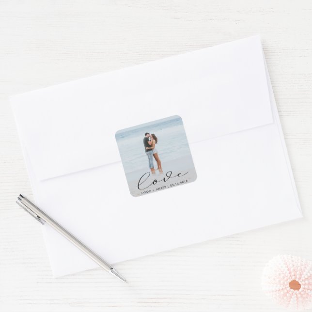 Adesivo Personalizado de Foto de Casamento com Let (Envelope)