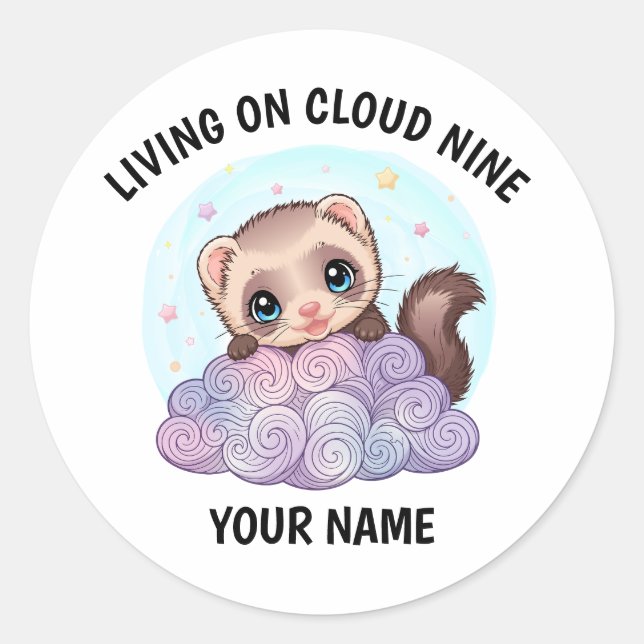 Adesivo Personalizado de Furão Fofo com Texto Cust (Frente)