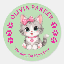 Adesivo Personalizado de Gata Mãe com Nome Persona