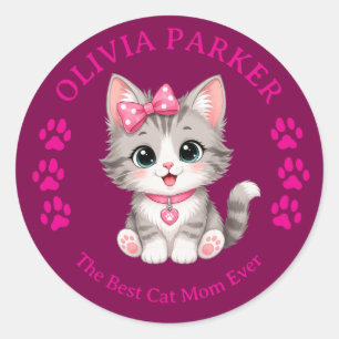Adesivo Personalizado de Gata Mãe com Nome Persona