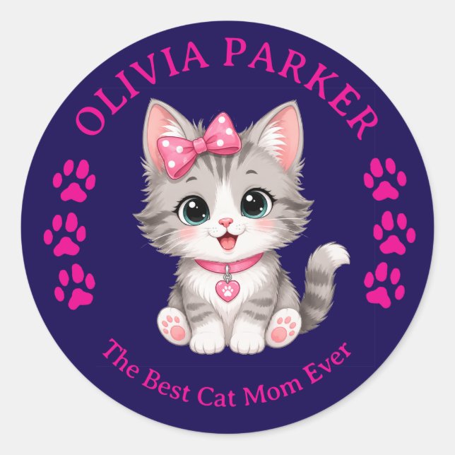 Adesivo Personalizado de Gata Mãe com Nome Persona (Frente)