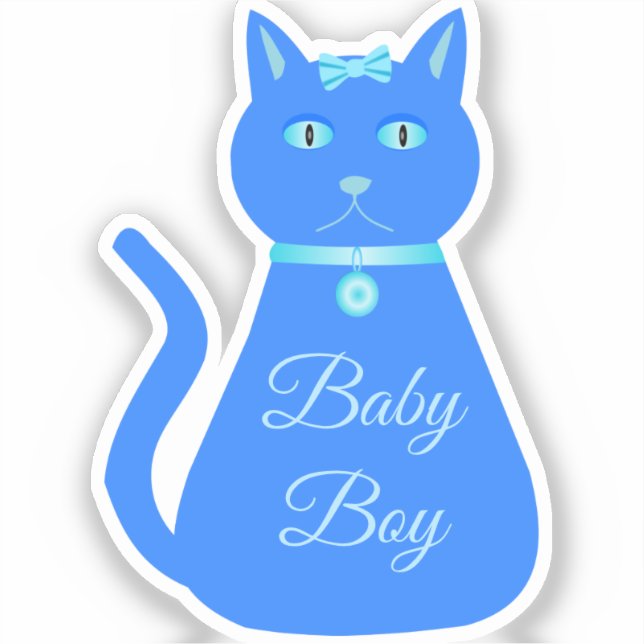 Adesivo Personalizado de Gato de Bebê Azul-Cinto (Frente)