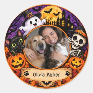 Adesivo Personalizado de Halloween com Foto e Nome