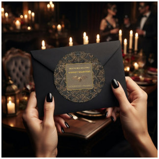 Adesivo Personalizado de Halloween Morcego Dourado