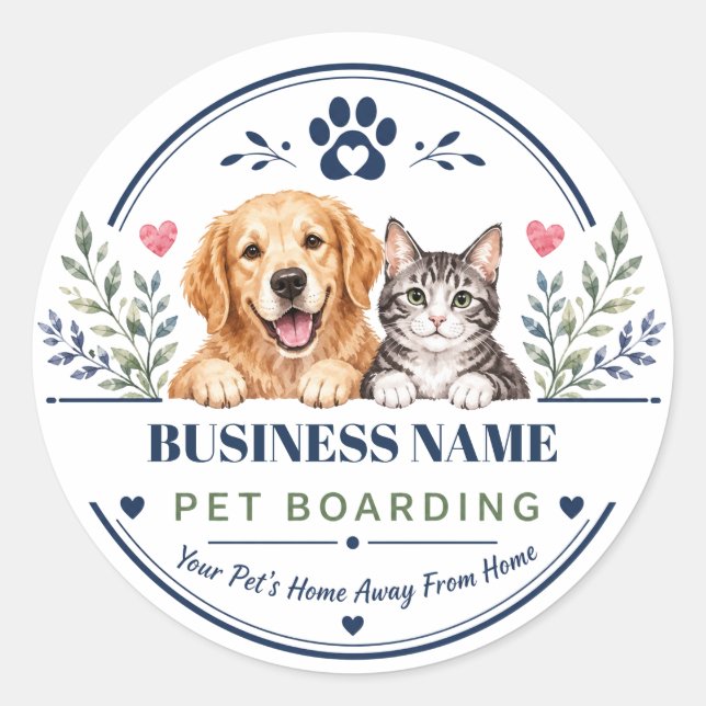 Adesivo Personalizado de Hospedagem de Animais de  (Frente)