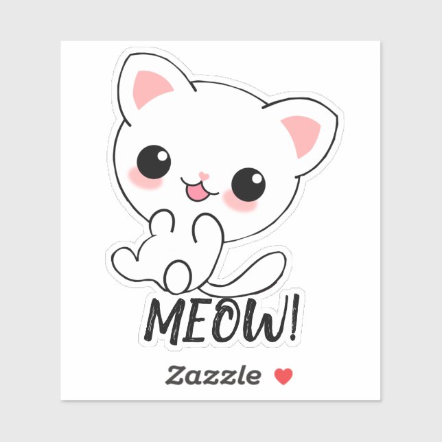 Adesivo Personalizado de Kawaii White Kitten (Folha)