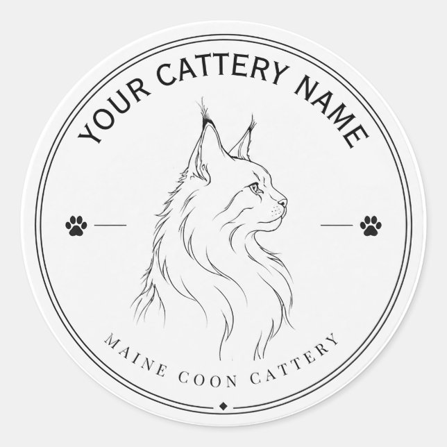 Adesivo Personalizado de Maine Coon Cattery (Frente)
