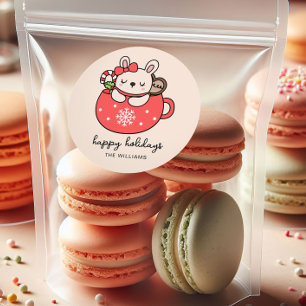 Adesivo Personalizado de Natal Coelhinho Fofo
